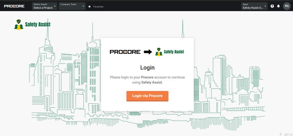 Login via Procore — single sign-on into Safety Assist